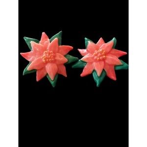 VTG Candelier handcrafted poinsettia candles set of 2 unused